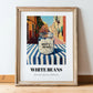 White Beans – Italian Outdoor Café Scene, Food Shelf Wall Decor, in wooden frame leaning on the floor