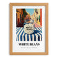 White Beans – Italian Outdoor Café Scene, Food Shelf Wall Decor, set in oak frame