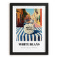 White Beans – Italian Outdoor Café Scene, Food Shelf Wall Decor, in sleek black frame