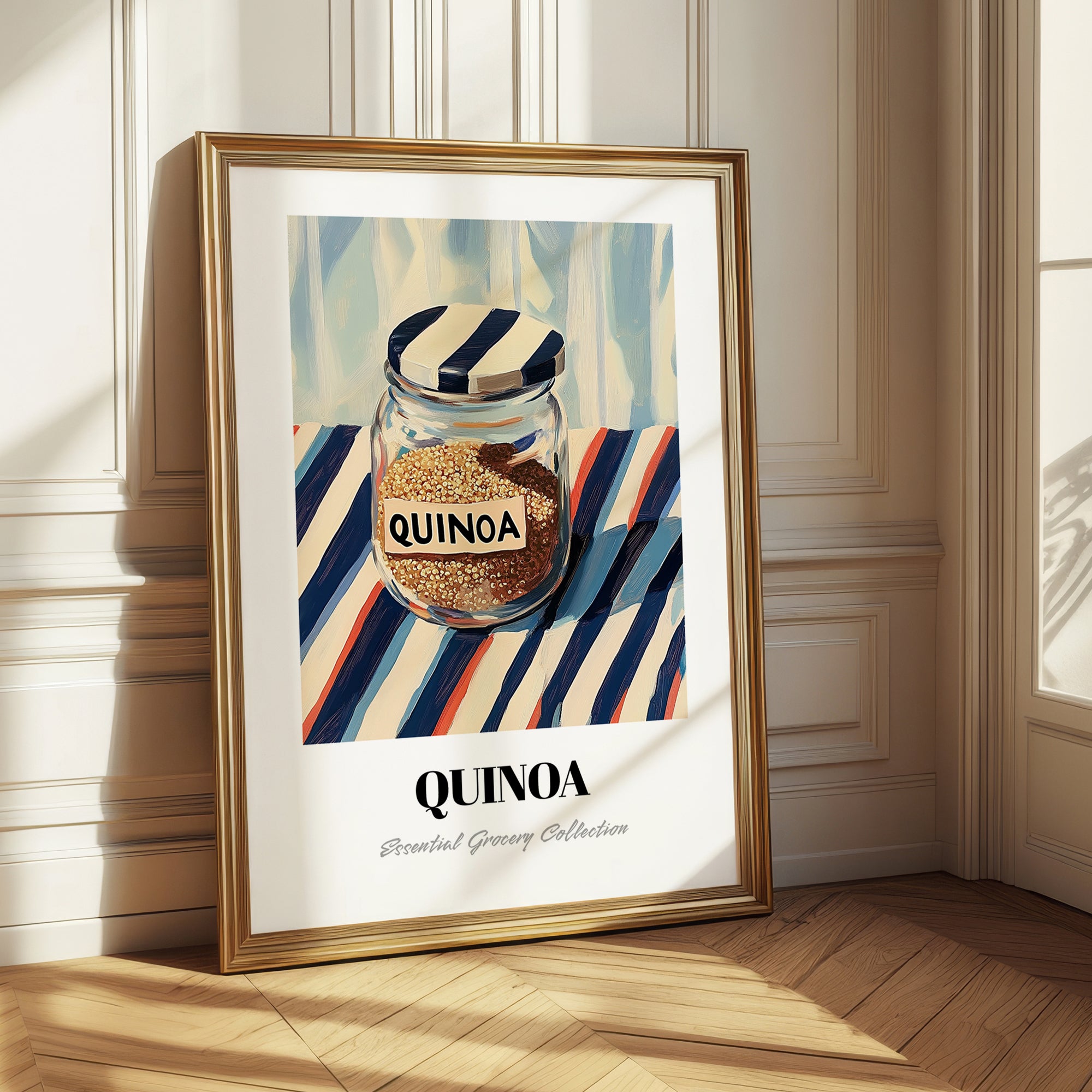 Quinoa – on Striped Tablecloth, Larder Still Life