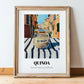 Quinoa – Italian Outdoor Café Scene, Pantry Illustration, in wooden frame leaning on the floor