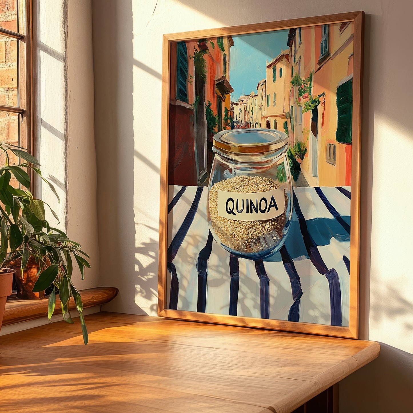 Quinoa – Italian Outdoor Café Scene, Pantry Illustration, clean layout with no caption