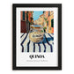Quinoa – Italian Outdoor Café Scene, Pantry Illustration, in sleek black frame