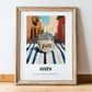 Oats – Italian Street Café Scene, Pantry Illustration, in wooden frame leaning on the floor