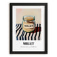 Millet – on Striped Tablecloth, Pantry Painting, in sleek black frame