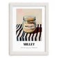 Millet – on Striped Tablecloth, Pantry Painting, placed in minimal white frame