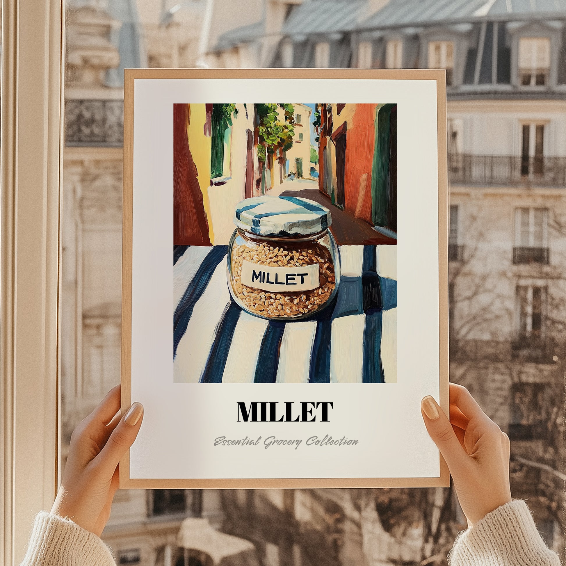 Millet – Italian Urban Café Scene, Pantry Painting, styled in a charming Paris street view