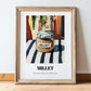 Millet – Italian Urban Café Scene, Pantry Painting, in wooden frame leaning on the floor