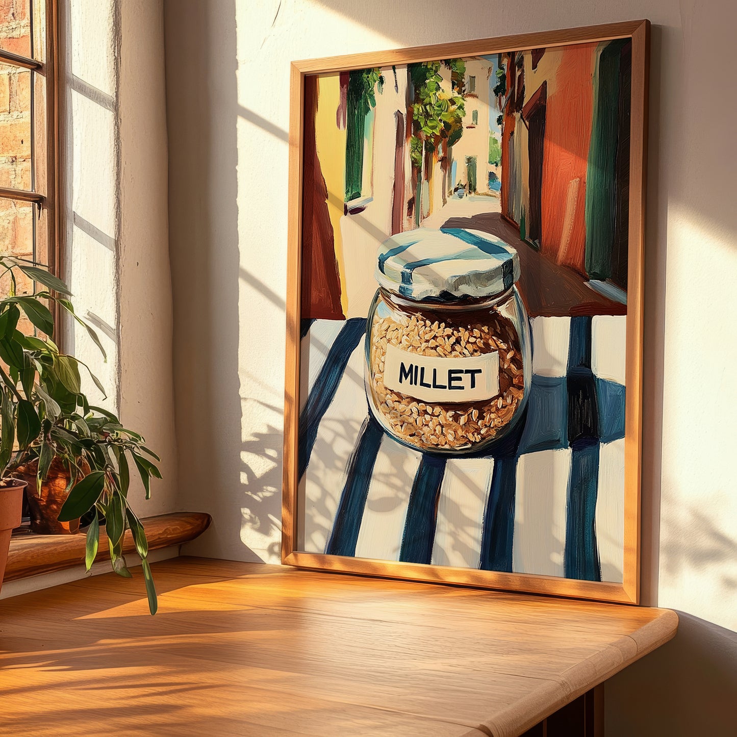 Millet – Italian Urban Café Scene, Pantry Painting, clean layout with no caption