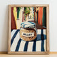 Millet – Italian Urban Café Scene, Pantry Painting, no-text version framed in wood