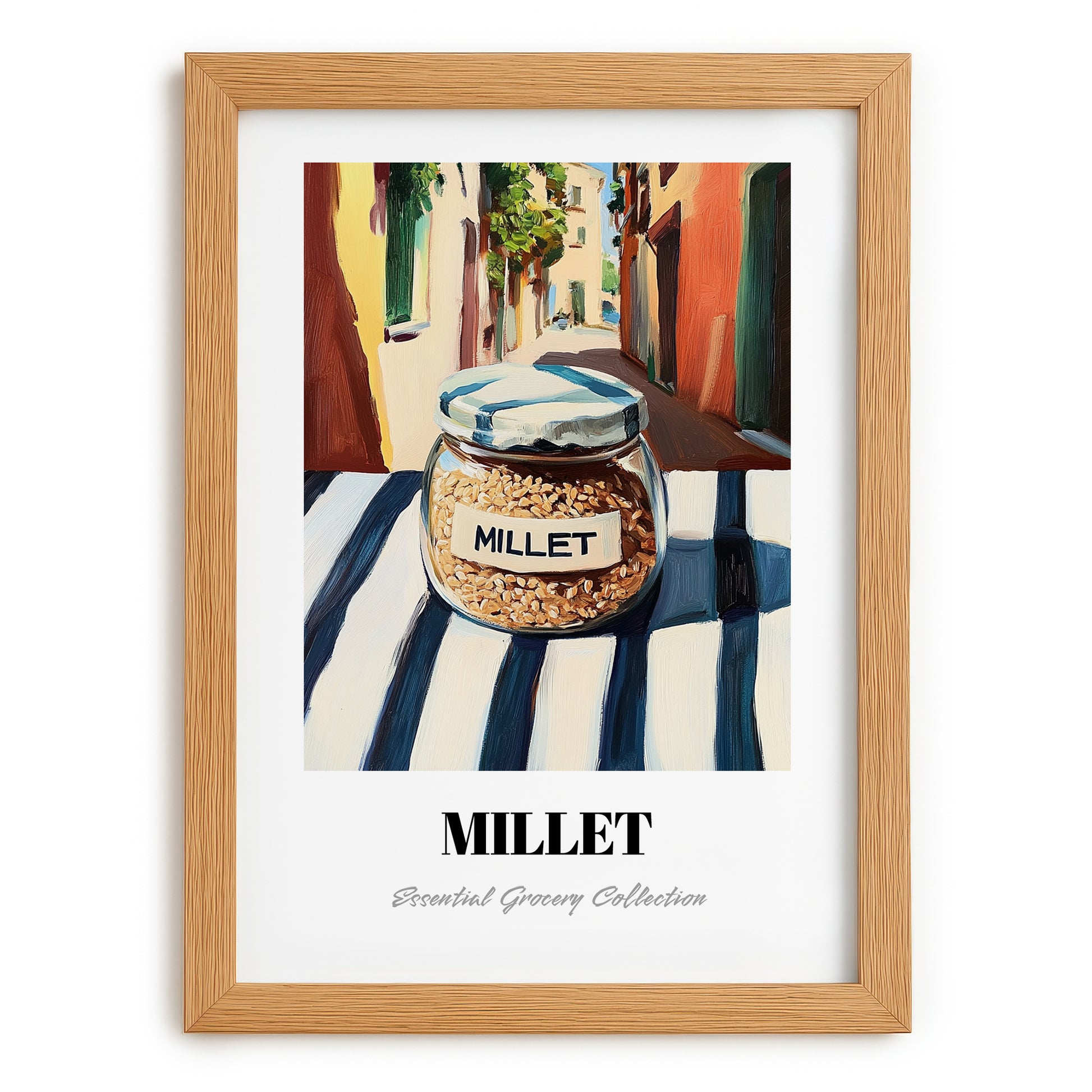 Millet – Italian Urban Café Scene, Pantry Painting, set in oak frame
