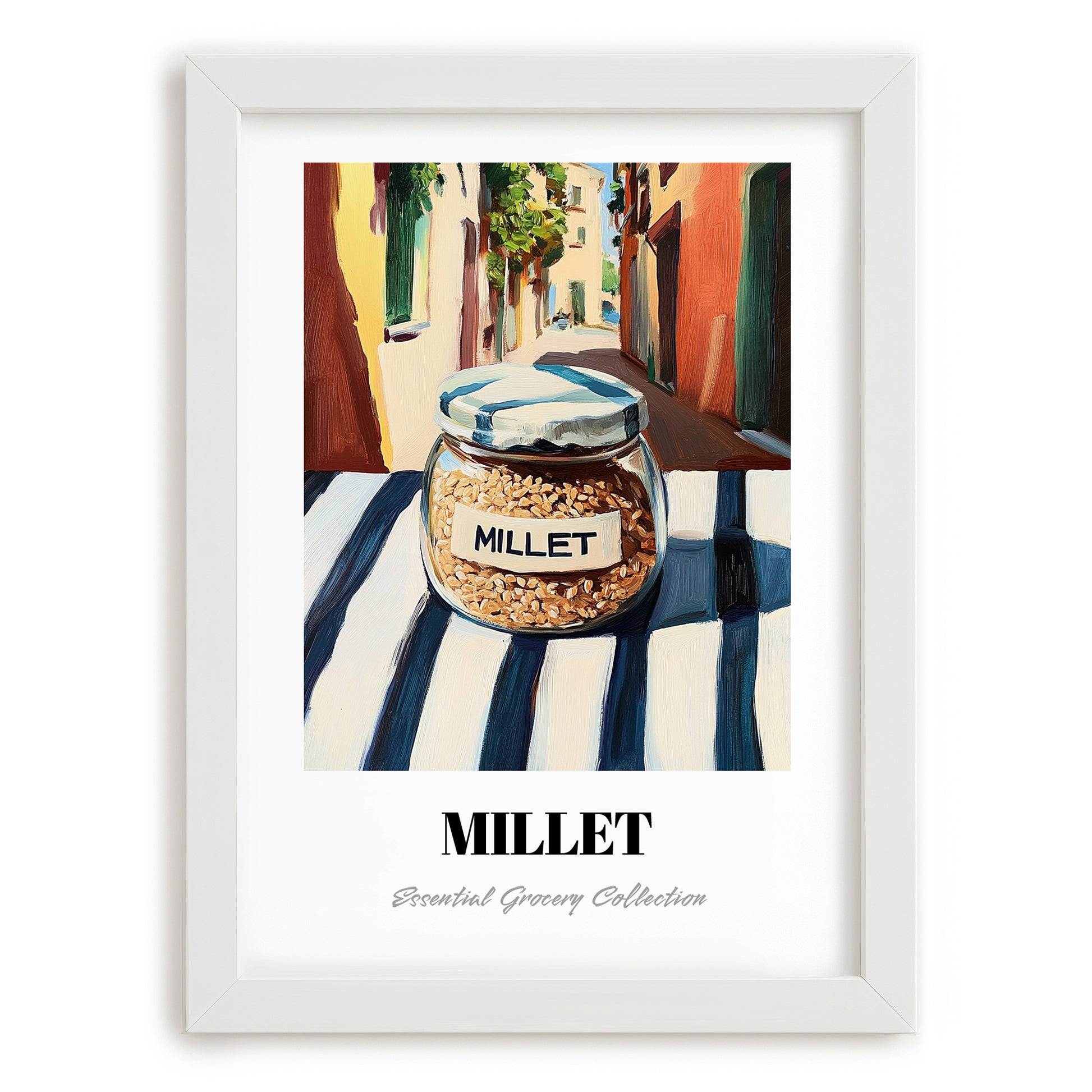 Millet – Italian Urban Café Scene, Pantry Painting, placed in minimal white frame