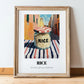 Rice – Italian Café on the Corner, Kitchen Storage Print, in wooden frame leaning on the floor