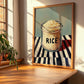 Rice – on Striped Tablecloth, Kitchen Storage Wall Decor, clean layout with no caption