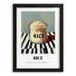 Rice – on Striped Tablecloth, Kitchen Storage Wall Decor, in sleek black frame