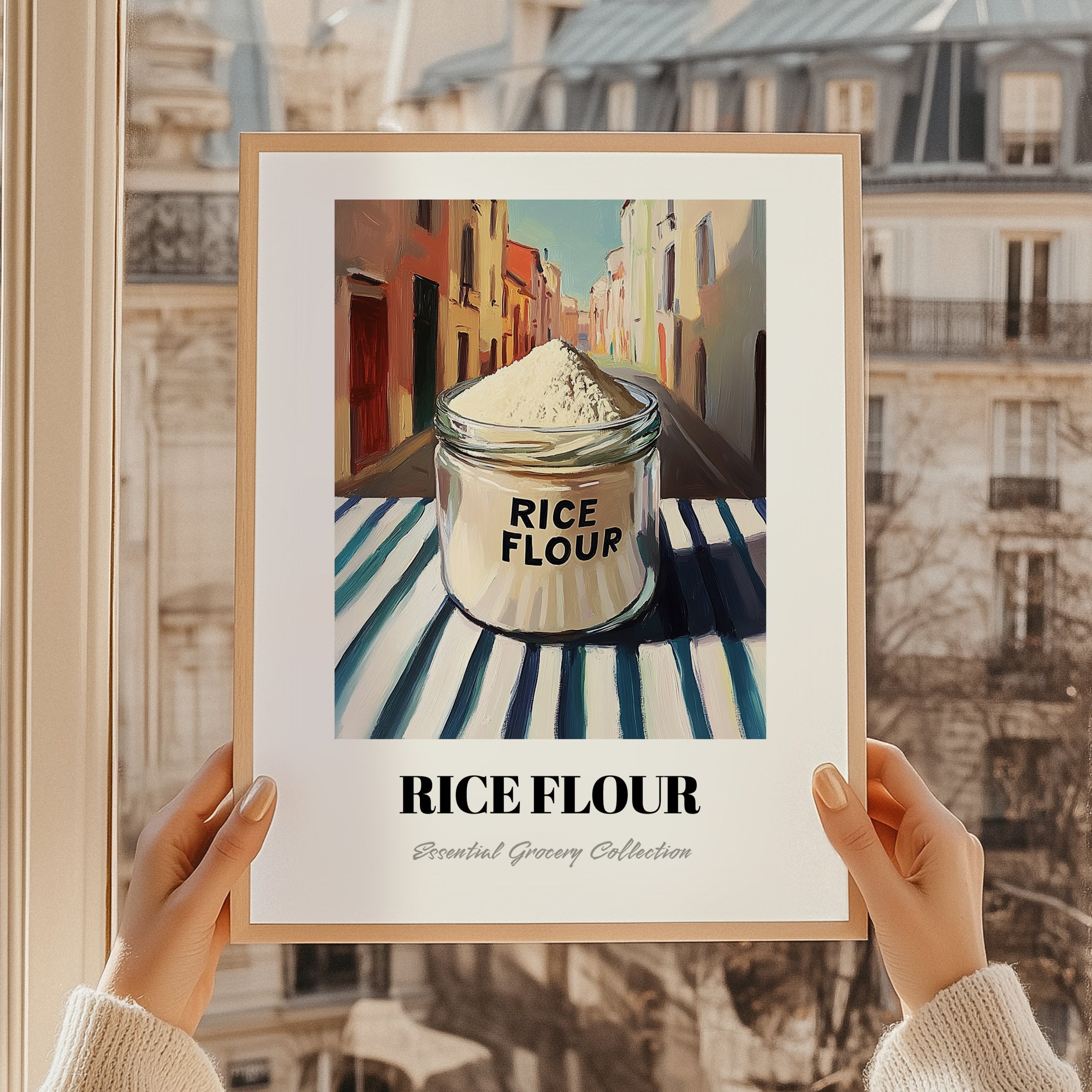 Rice Flour – Italian Outdoor Café Scene, Dough Poster, styled in a charming Paris street view