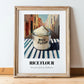 Rice Flour – Italian Outdoor Café Scene, Dough Poster, in wooden frame leaning on the floor