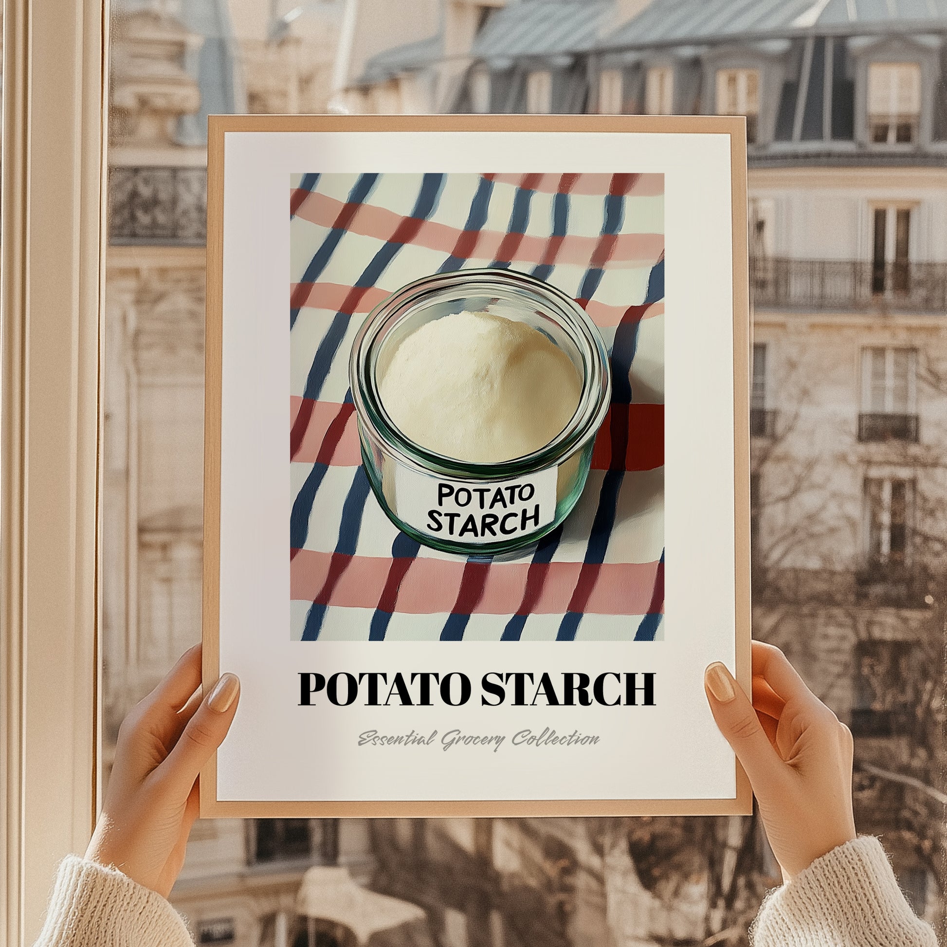 Potato Starch – on Striped Tablecloth, Sweetener Painting, styled in a charming Paris street view