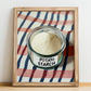 Potato Starch – on Striped Tablecloth, Sweetener Painting, no-text version framed in wood