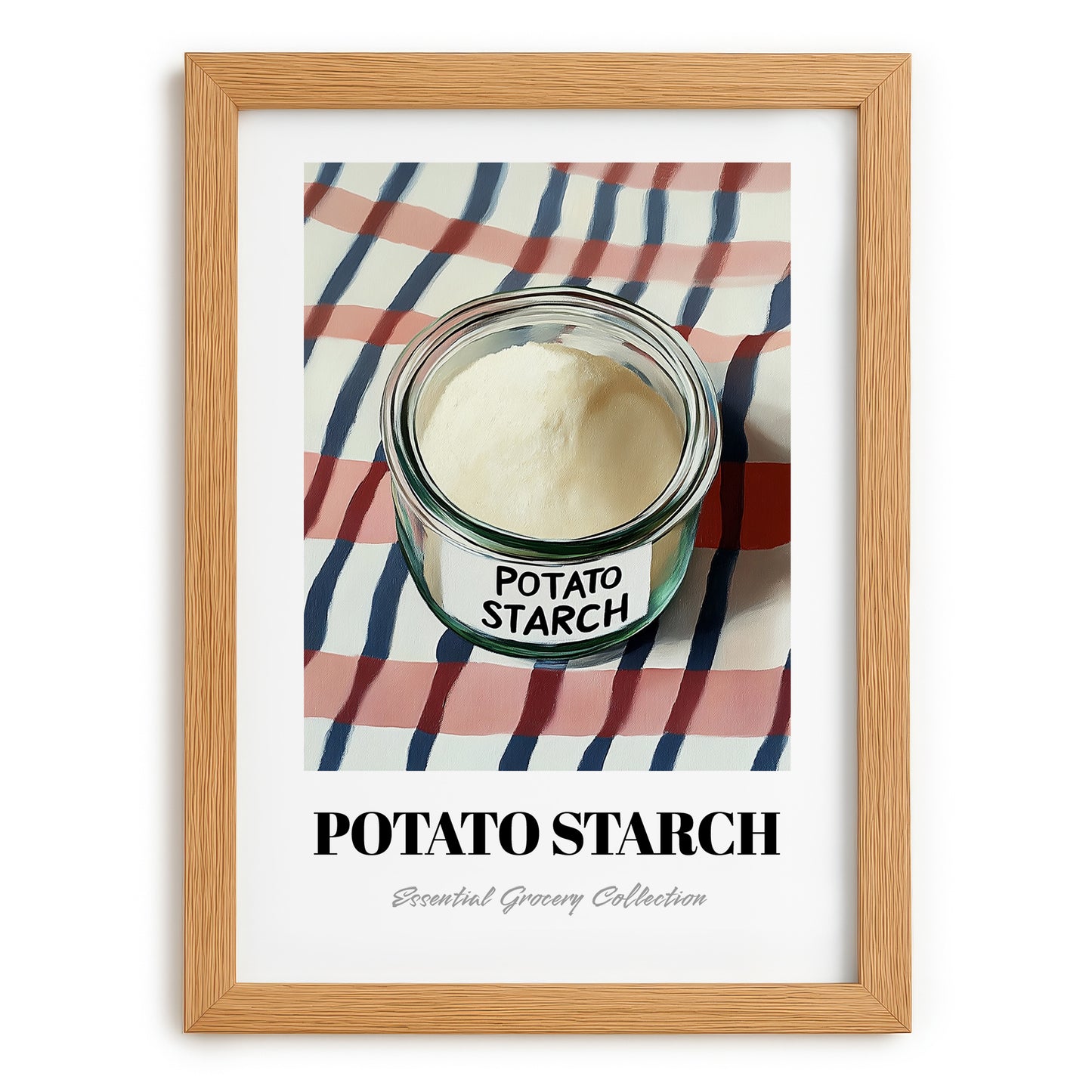 Potato Starch – on Striped Tablecloth, Sweetener Painting, set in oak frame