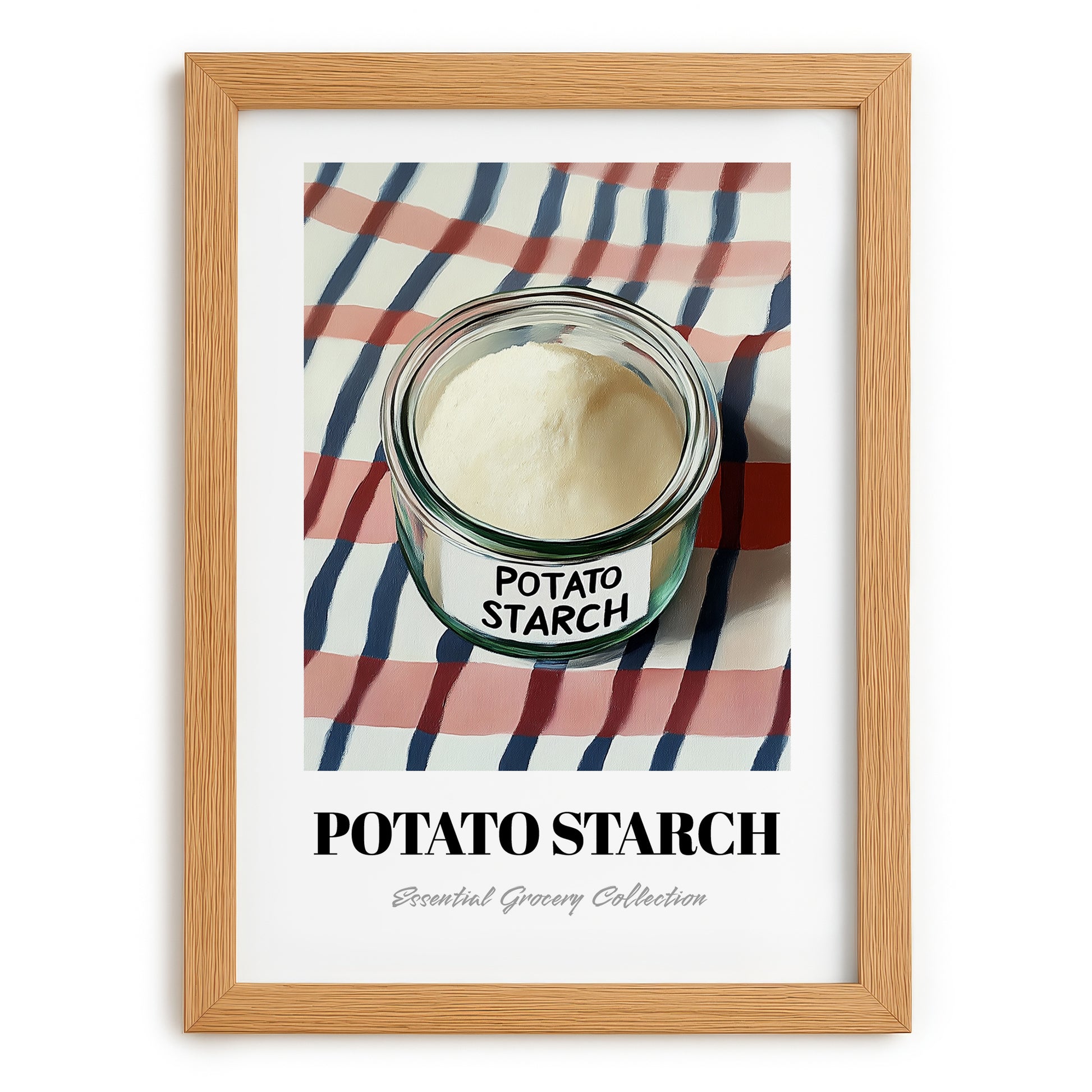 Potato Starch – on Striped Tablecloth, Sweetener Painting, set in oak frame