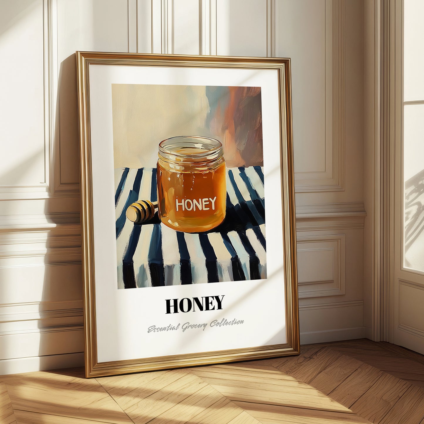 Honey – on Striped Tablecloth, Sweetener Illustration
