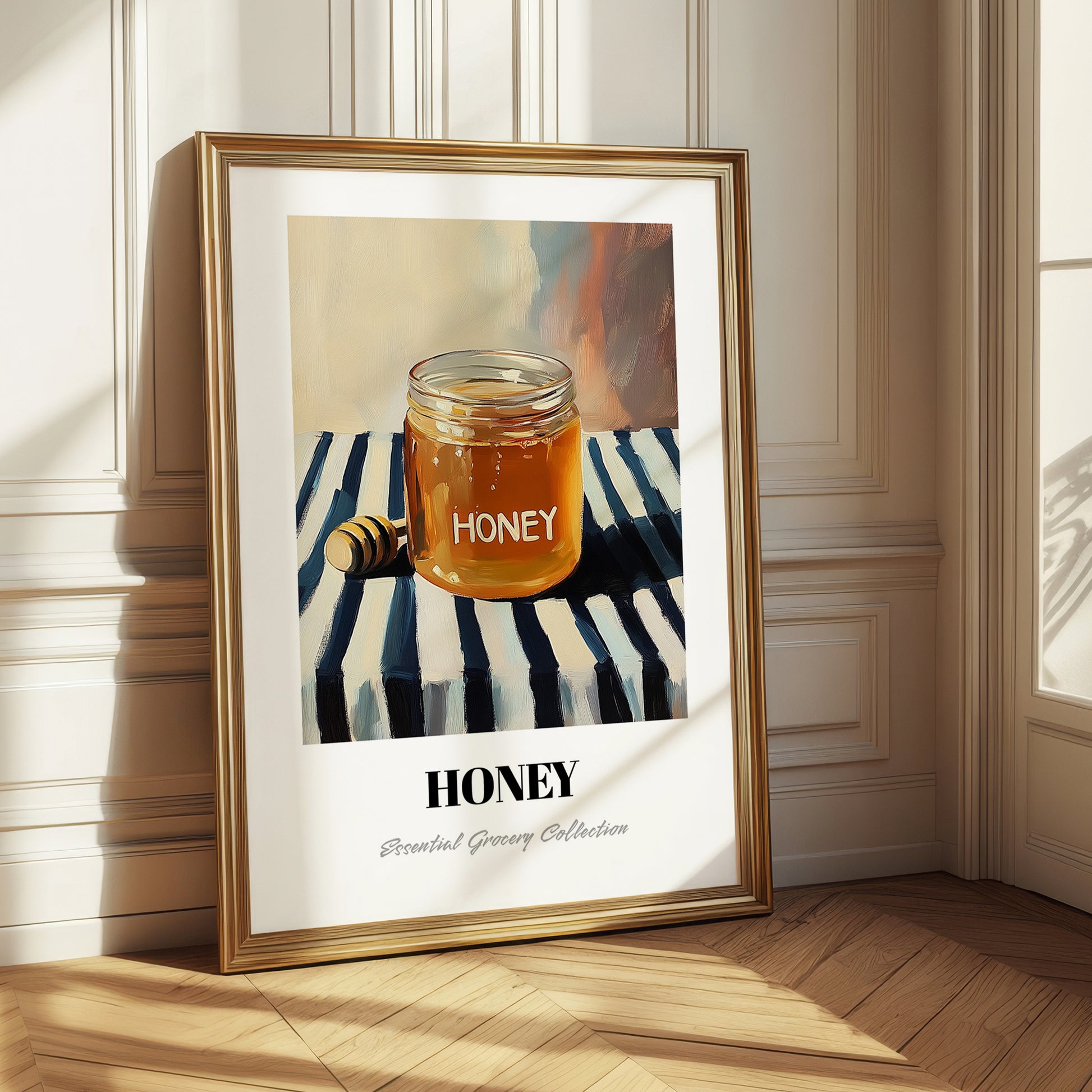 Honey – on Striped Tablecloth, Sweetener Illustration