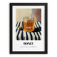 Honey – on Striped Tablecloth, Sweetener Illustration, in sleek black frame