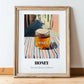 Honey – Italian Urban Café Scene, Sweetener Painting, in wooden frame leaning on the floor