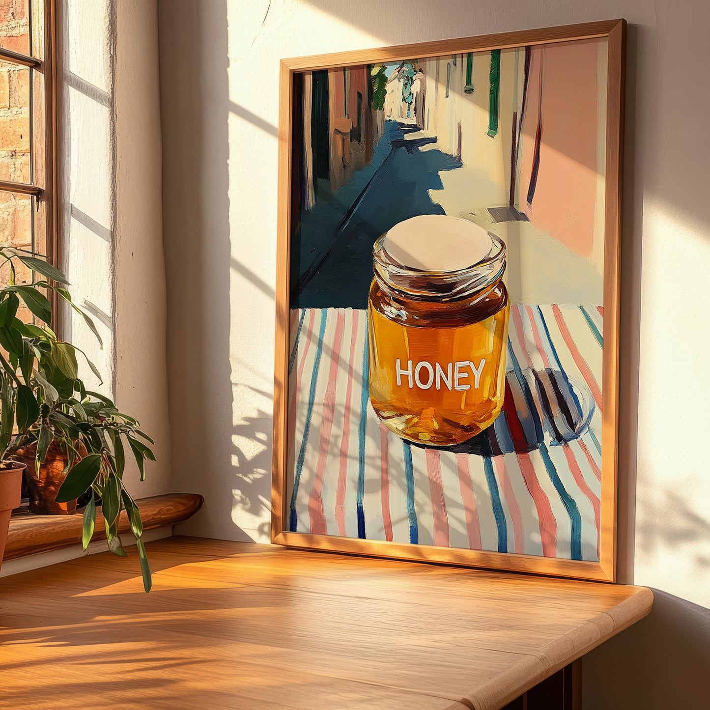 Honey – Italian Urban Café Scene, Sweetener Painting, clean layout with no caption