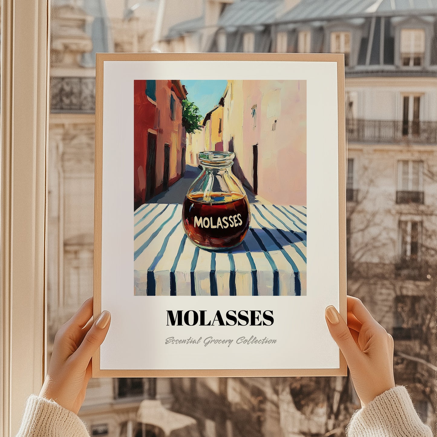 Molasses – Italian Street Café Scene, Sweetener Illustration, styled in a charming Paris street view