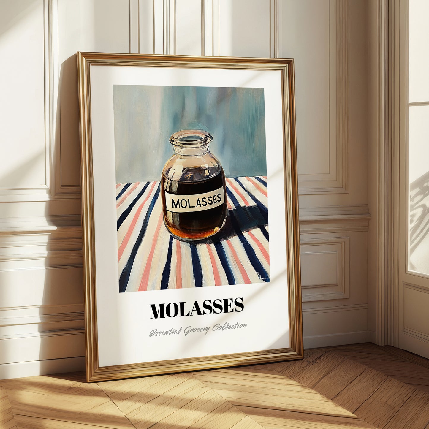Molasses – on Striped Tablecloth, Sweetener Poster