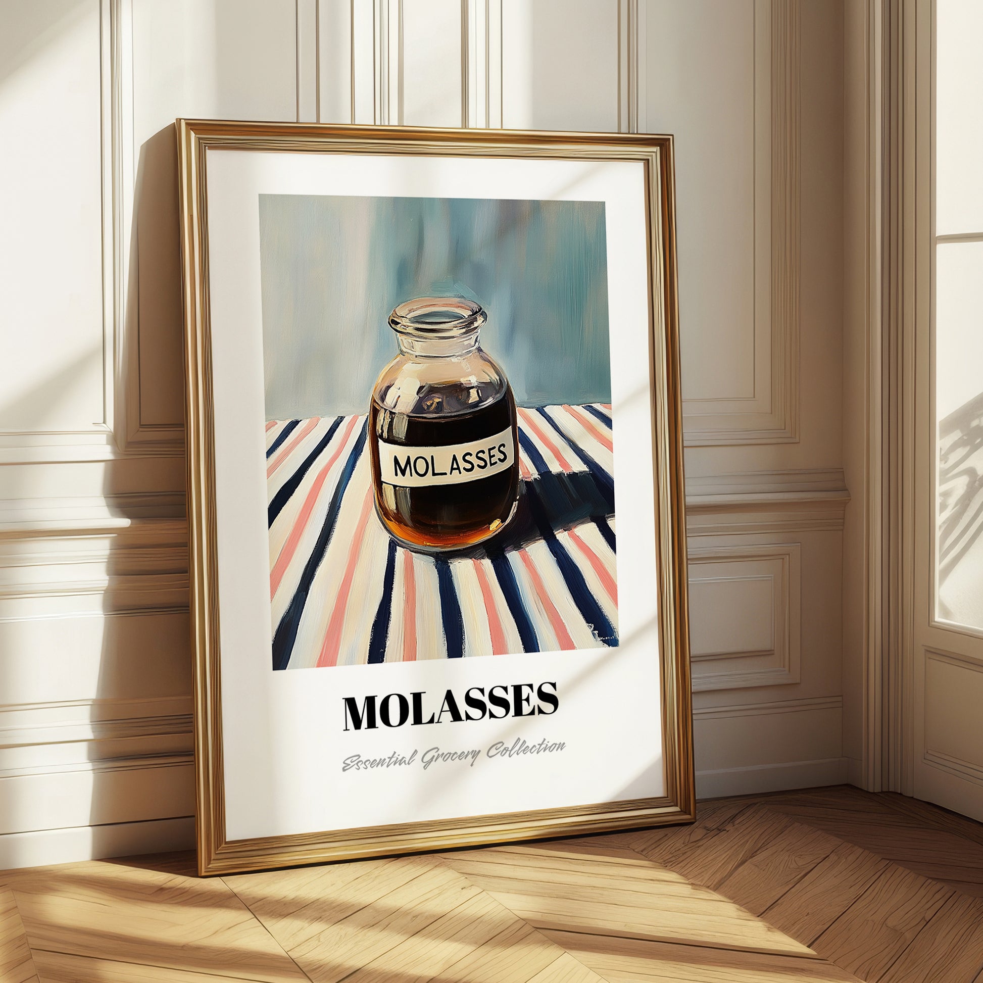 Molasses – on Striped Tablecloth, Sweetener Poster