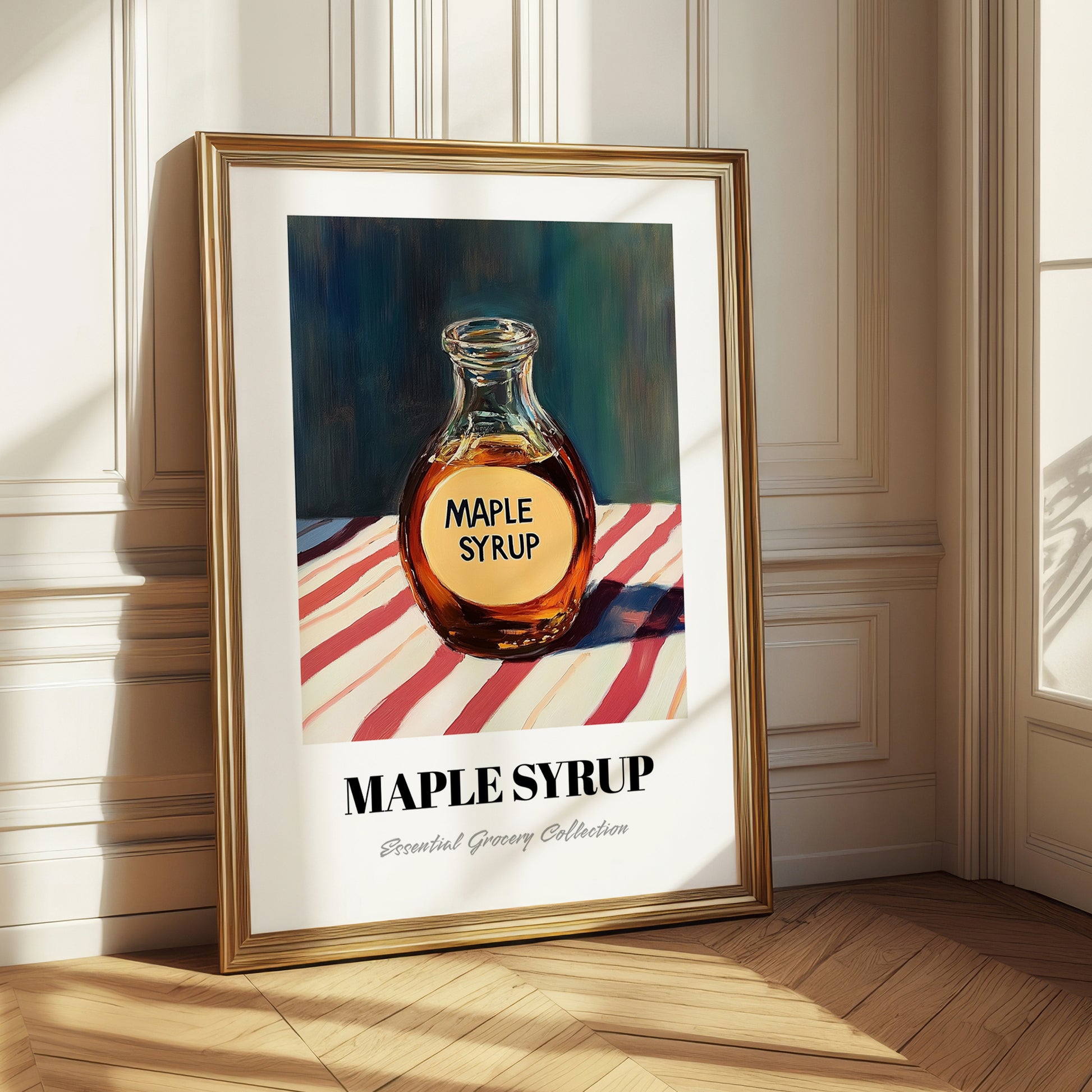 Maple Syrup – on Striped Tablecloth, Sweetener Wall Illustration