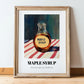 Maple Syrup – on Striped Tablecloth, Sweetener Wall Illustration, in wooden frame leaning on the floor