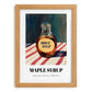 Maple Syrup – on Striped Tablecloth, Sweetener Wall Illustration, set in oak frame
