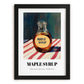Maple Syrup – on Striped Tablecloth, Sweetener Wall Illustration, in sleek black frame