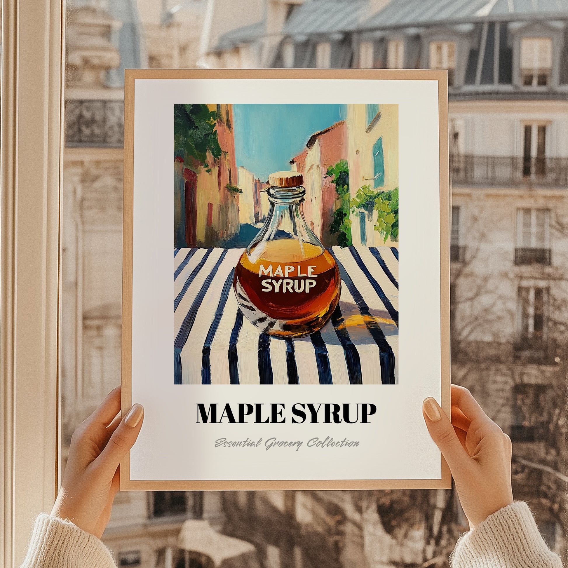 Maple Syrup – Italian Street Café Scene, Sweetener Still Life, styled in a charming Paris street view