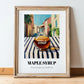 Maple Syrup – Italian Street Café Scene, Sweetener Still Life, in wooden frame leaning on the floor