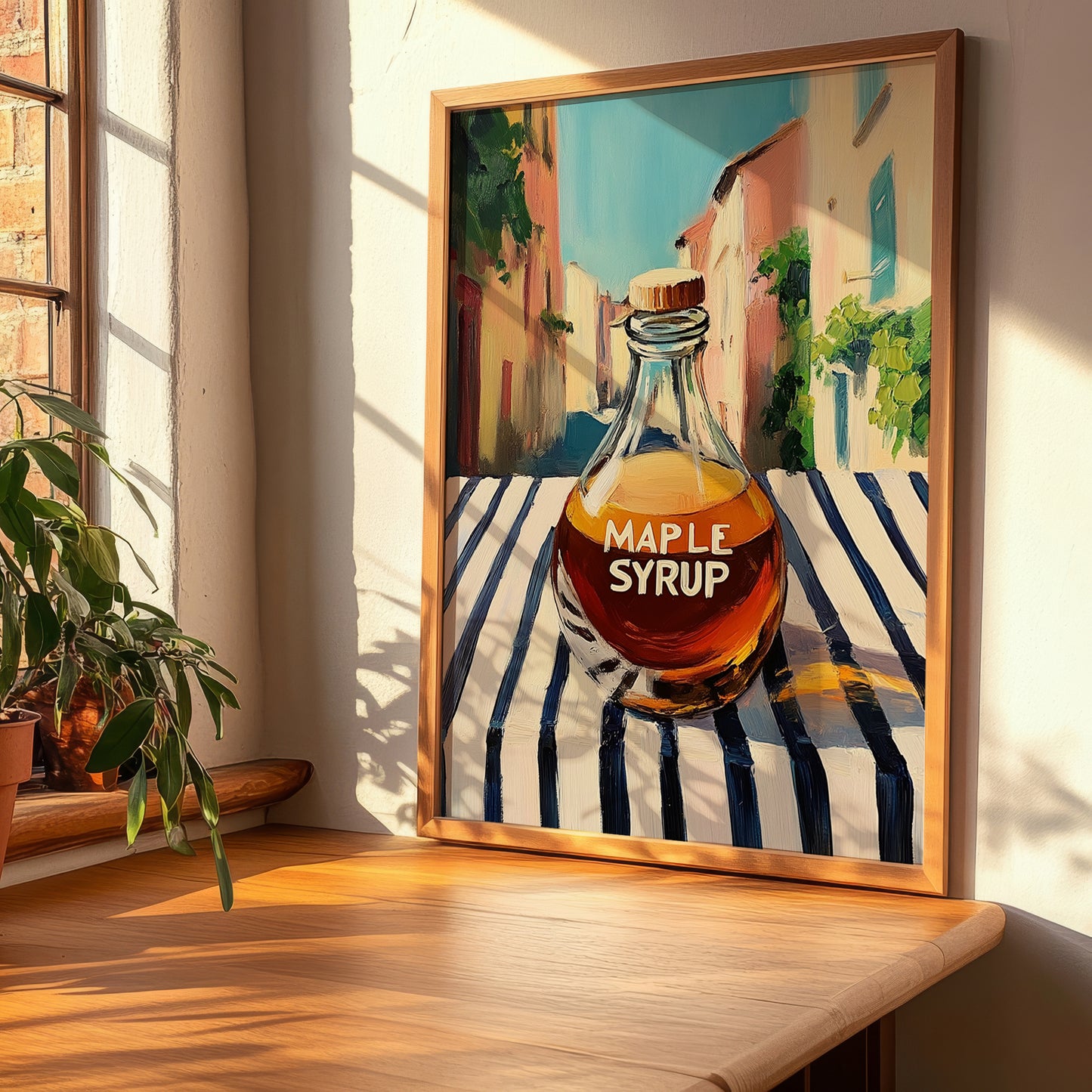 Maple Syrup – Italian Street Café Scene, Sweetener Still Life, clean layout with no caption