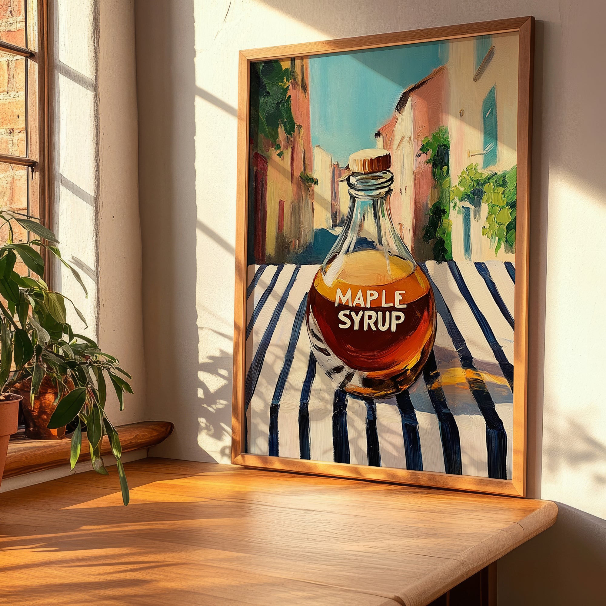 Maple Syrup – Italian Street Café Scene, Sweetener Still Life, clean layout with no caption