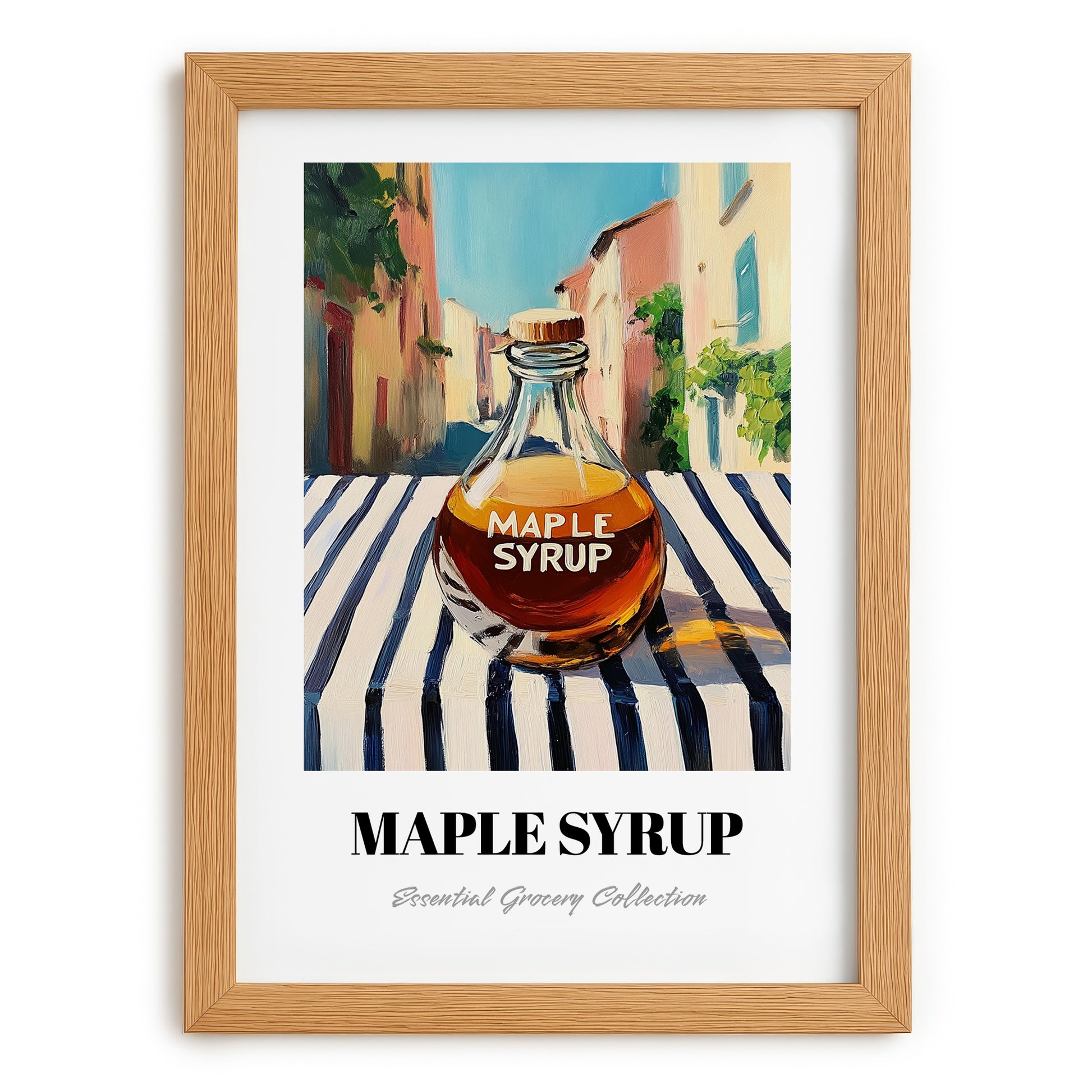 Maple Syrup – Italian Street Café Scene, Sweetener Still Life, set in oak frame