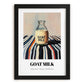 Goat Milk – on Striped Tablecloth, Dairy Art, in sleek black frame