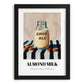Almond Milk – on Striped Tablecloth, Dairy Painting, in sleek black frame