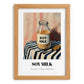 Soy Milk – on Striped Tablecloth, Dairy Wall Poster, set in oak frame