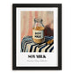 Soy Milk – on Striped Tablecloth, Dairy Wall Poster, in sleek black frame