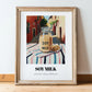 Soy Milk – Italian Café on the Corner, Dairy Print, in wooden frame leaning on the floor