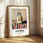 Oat Milk – on Striped Tablecloth, Dairy Poster