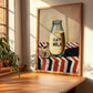 Oat Milk – on Striped Tablecloth, Dairy Poster, clean layout with no caption