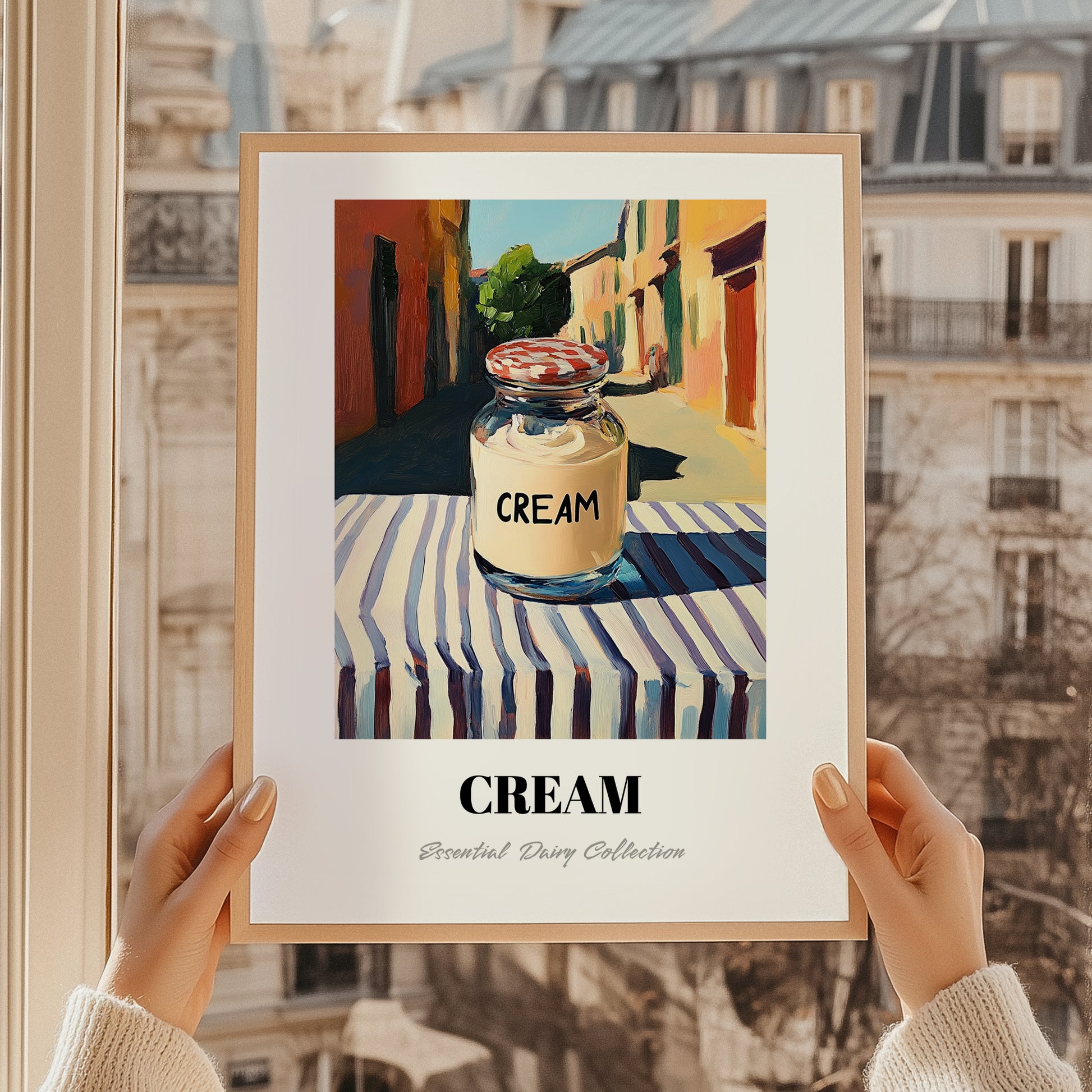 Cream – Italian Urban Café Scene, Dairy Still Life, styled in a charming Paris street view